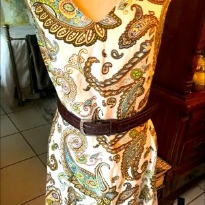 Premise Linen Paisley Vineyard Fit & Flare Dress 4